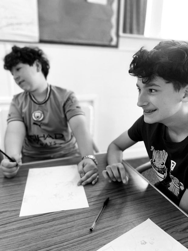 Students having fun in class