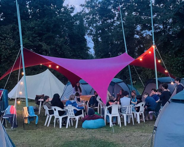 English camp at dusk
